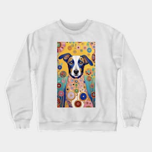 Gustav Klimt's Chromatic Canine Joy: Colorful Dog Illustration Crewneck Sweatshirt